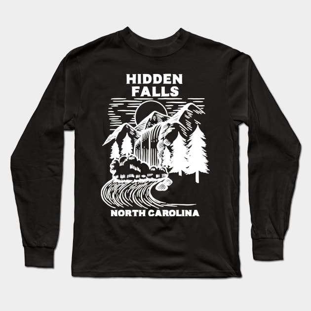 Hidden Falls Hanging Rock State Park, North Carolina - NC Waterfall Blue Ridge Parkway Cataractophile Long Sleeve T-Shirt by jennlie